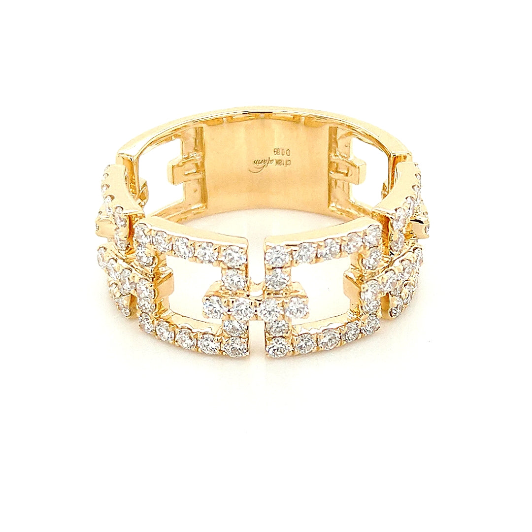 18K Yellow Gold Diamond Square Link Band
