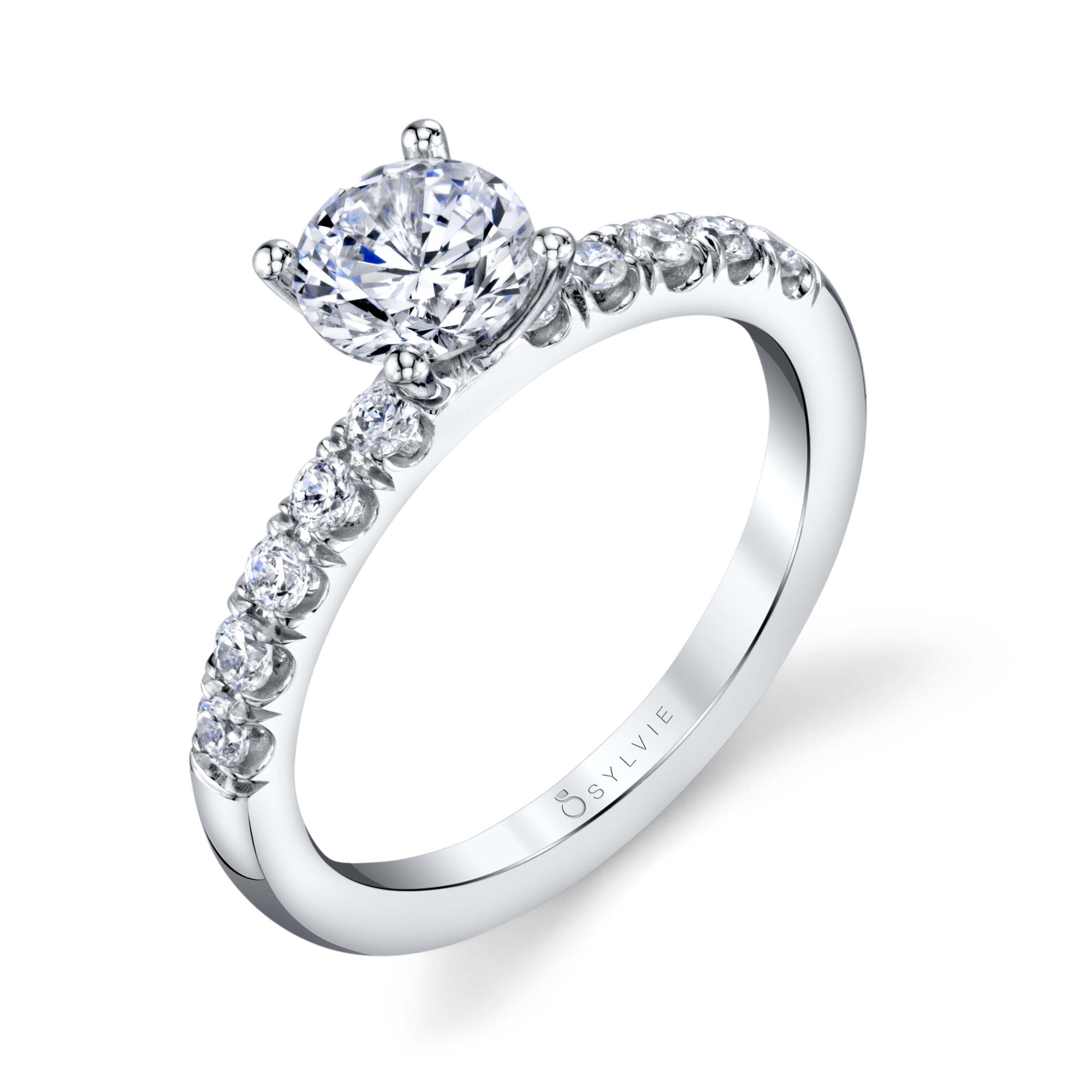Sylvie 14K White Gold Diamond "Octavie" Engagement Ring
