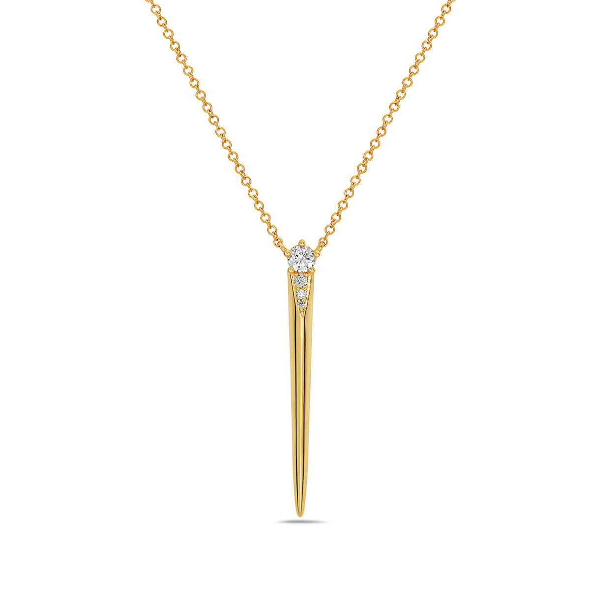 14K Yellow Gold Diamond Spear Necklace