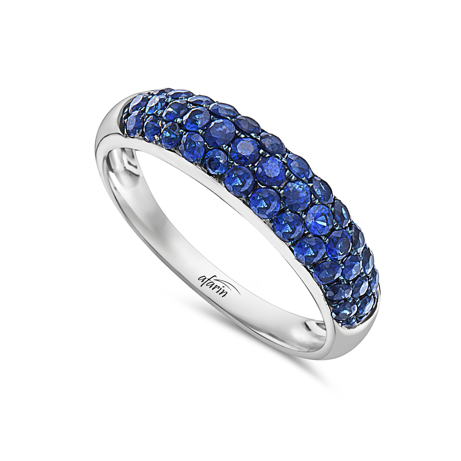 18K White Gold Pave Set Sapphire Ring