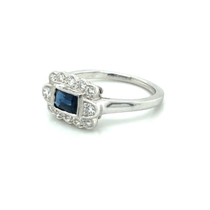 18K White Gold Sapphire & Diamond Vintage Design Ring