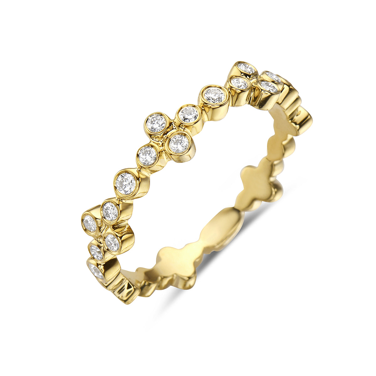 14K Yellow Gold Bezel Set Diamond Band Ring