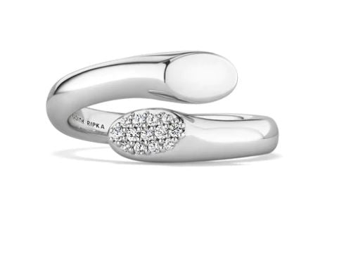 Judith Ripka Sterling Silver Bypass Ring With Diamond Accents
