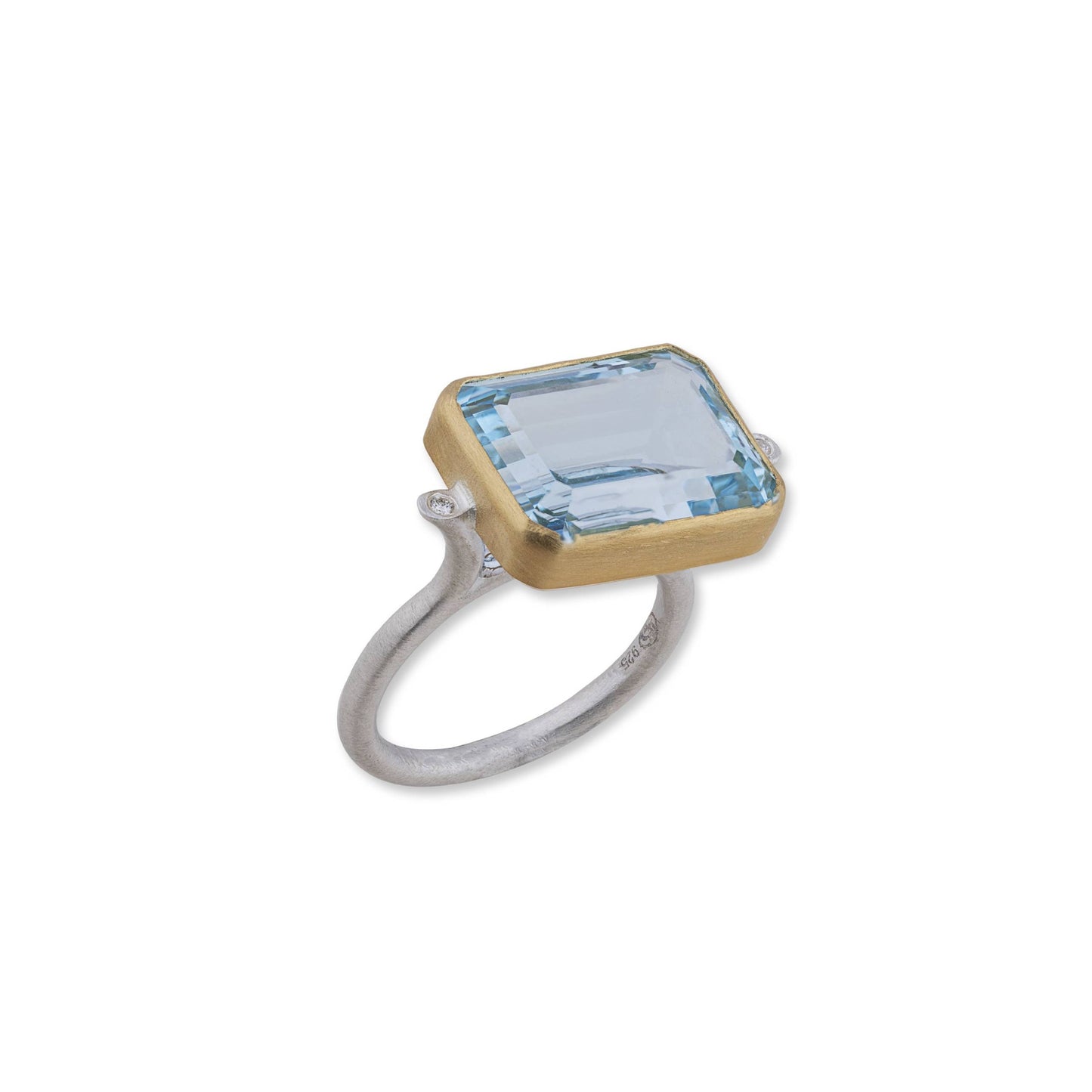 Lika Behar 22K Gold & Sterling Silver "Knights Bridge" Ring with Sky Blue Topaz