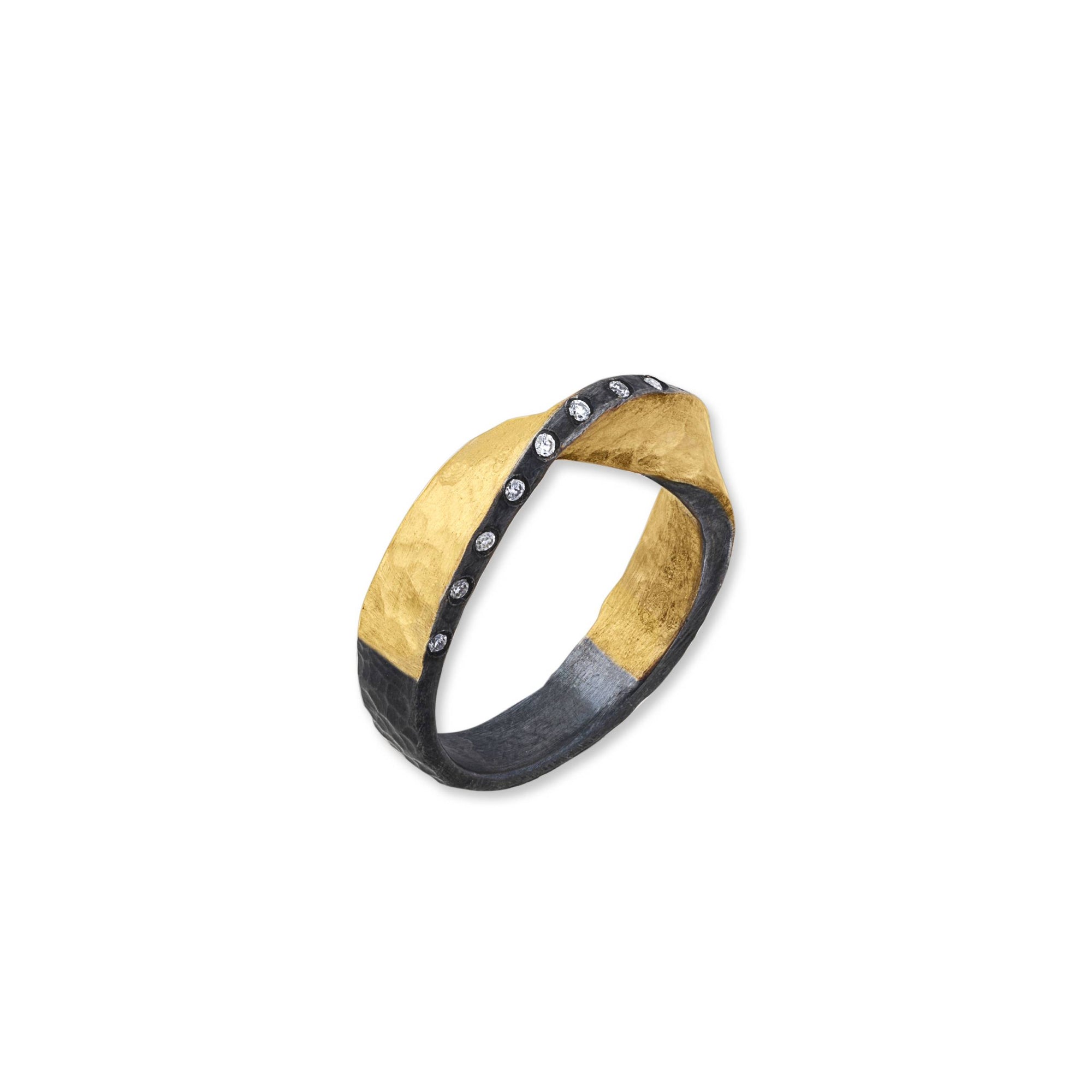 Lika Behar 24K Fusion Gold & Oxidized Silver "Twist" Diamond Ring