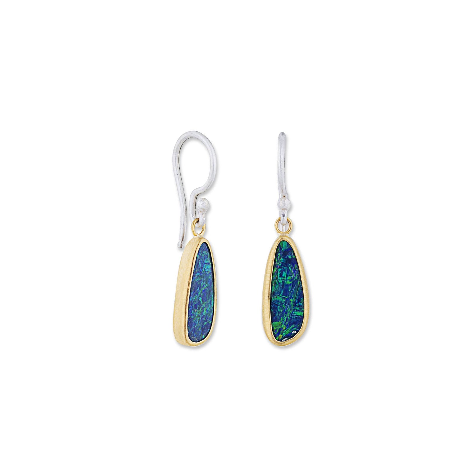 Lika Behar 24K Yellow Gold & Sterling Silver "Karin" Opal Doublet Drop Earrings