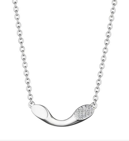 Judith Ripka Sterling Silver Small Bar Necklace With Pave Diamonds