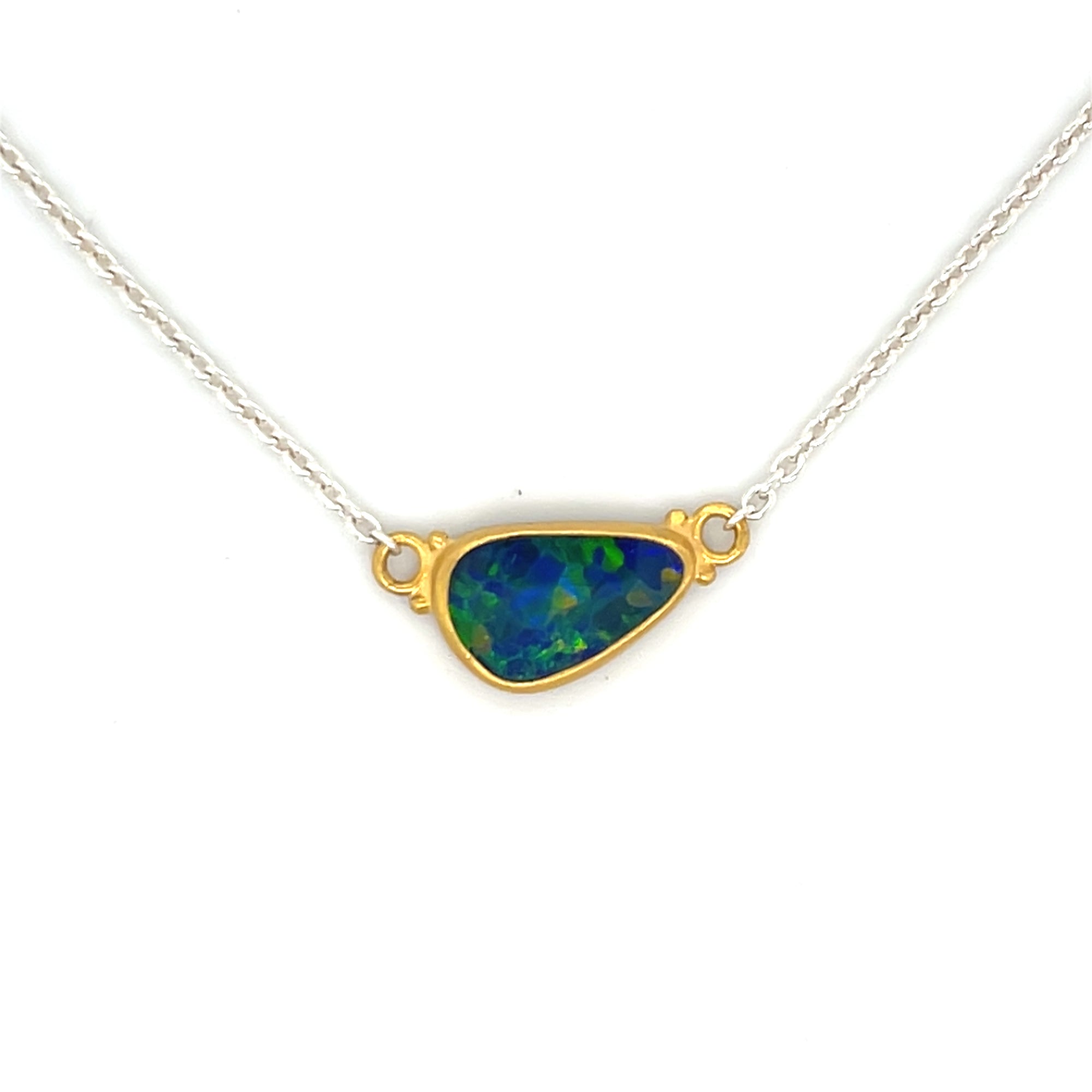 Lika Behar 24K Gold & Sterling Silver "Ocean" Freeform Opal Doublet Necklace