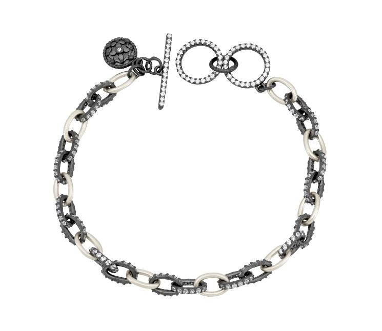 Freida Rothman Sterling Silver Alternating Chain Link Bracelet