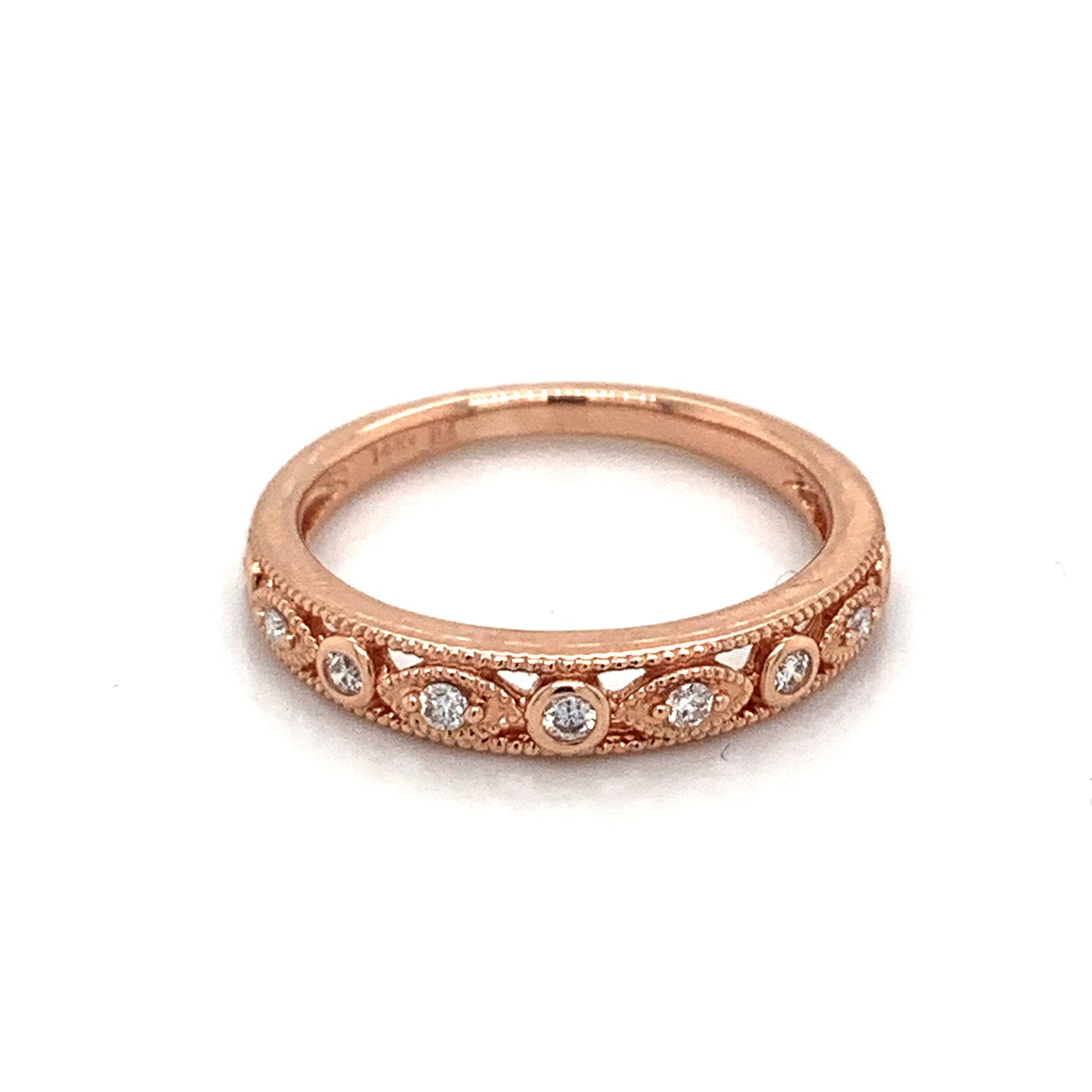 14K Rose Gold Round & Marquise Design Diamond Band