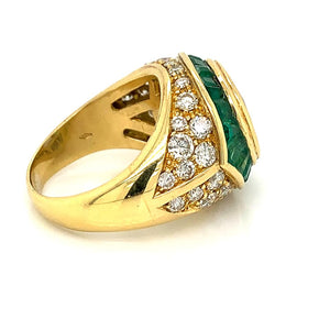 18K Yellow Gold & Ceylon Sapphire, Emerald & Diamond Ring