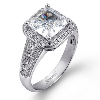 Simon G. 18K White Gold Princess Cut Diamond Halo Engagement