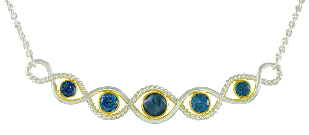 Sterling Silver & 22K Gold Vermeil Five Stone Twist Necklace