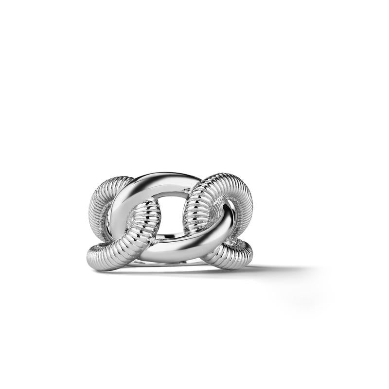 Judith Ripka Sterling Silver Eternity Textured Interlocking Ring