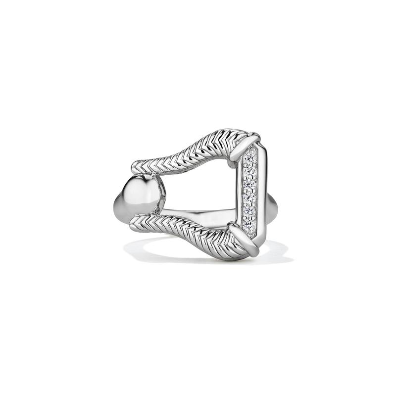 Judith Ripka Sterling Silver Vienna Stirrup Diamond Ring