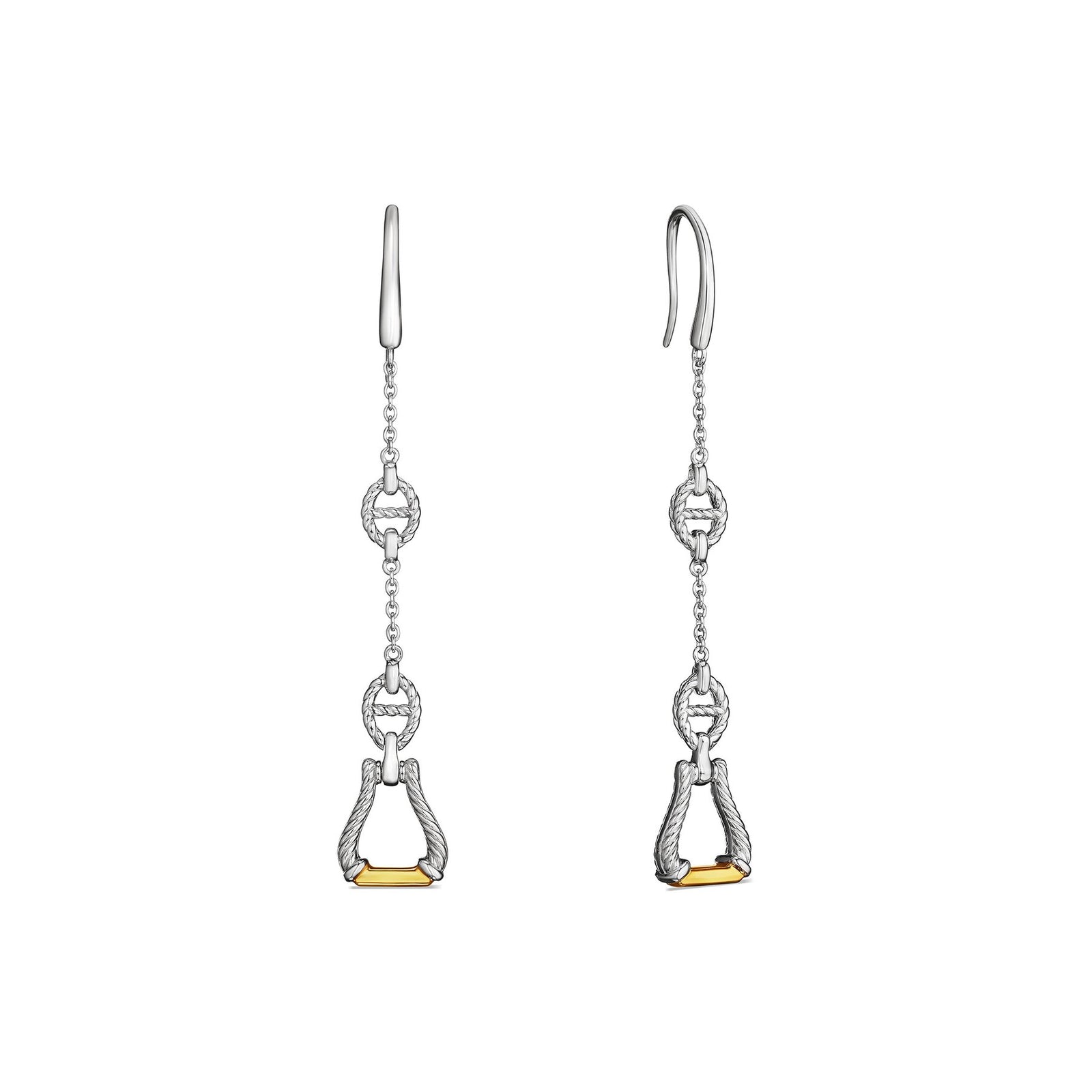 Judith Ripka Sterling Silver & 18K Yellow Gold Stirrup Drop Earrings