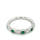14K White Gold Emerald & Diamond Ring