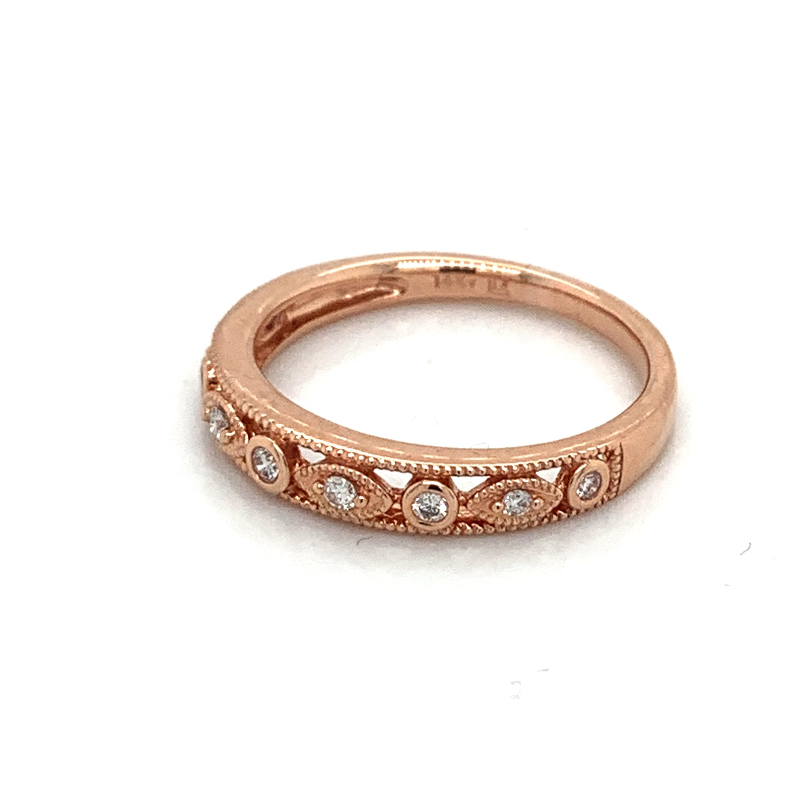 14K Rose Gold Round & Marquise Design Diamond Band
