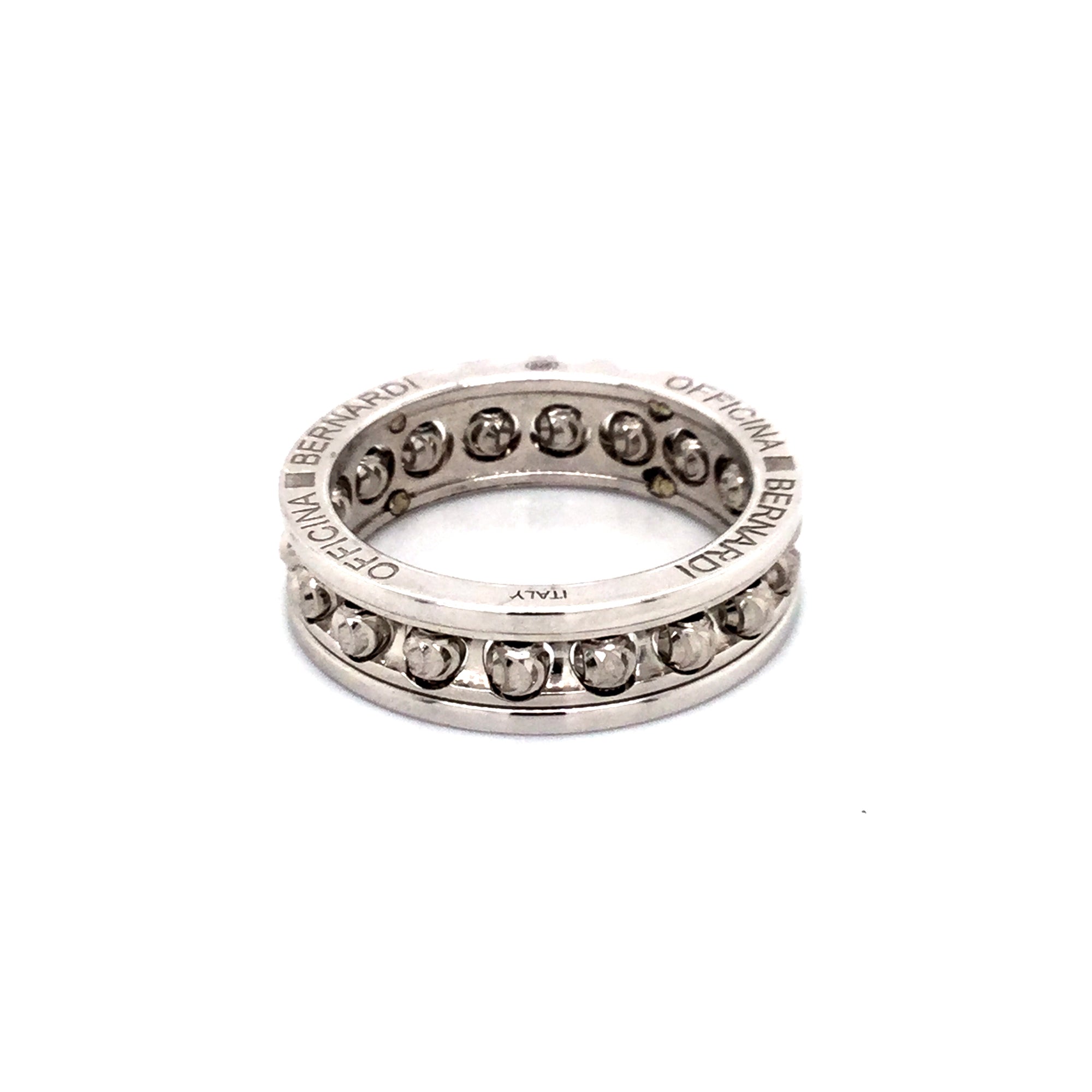 Officina Bernardi Rhodium Plated Sterling Silver Moon Cut Eternity Ring
