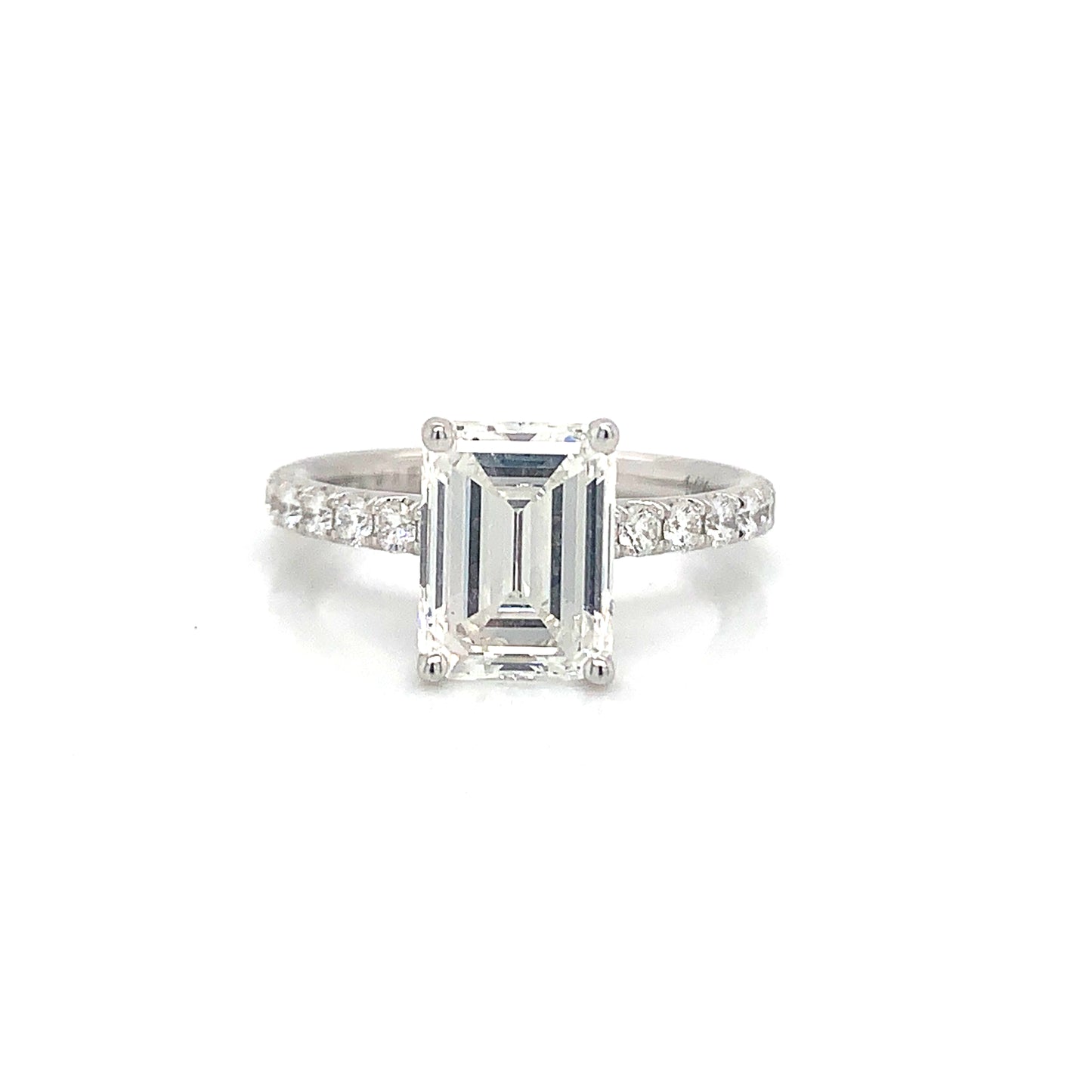 Sylvie "Aimee" 14K White Gold Emerald Cut Classic Engagement Ring - S2060