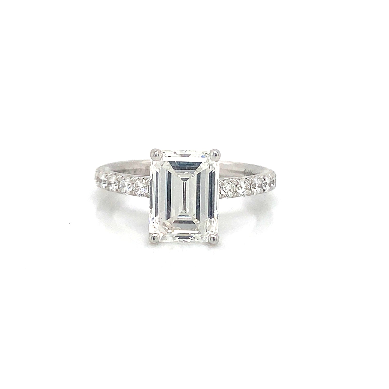Sylvie 14K White Gold Emerald Cut Engagement Ring