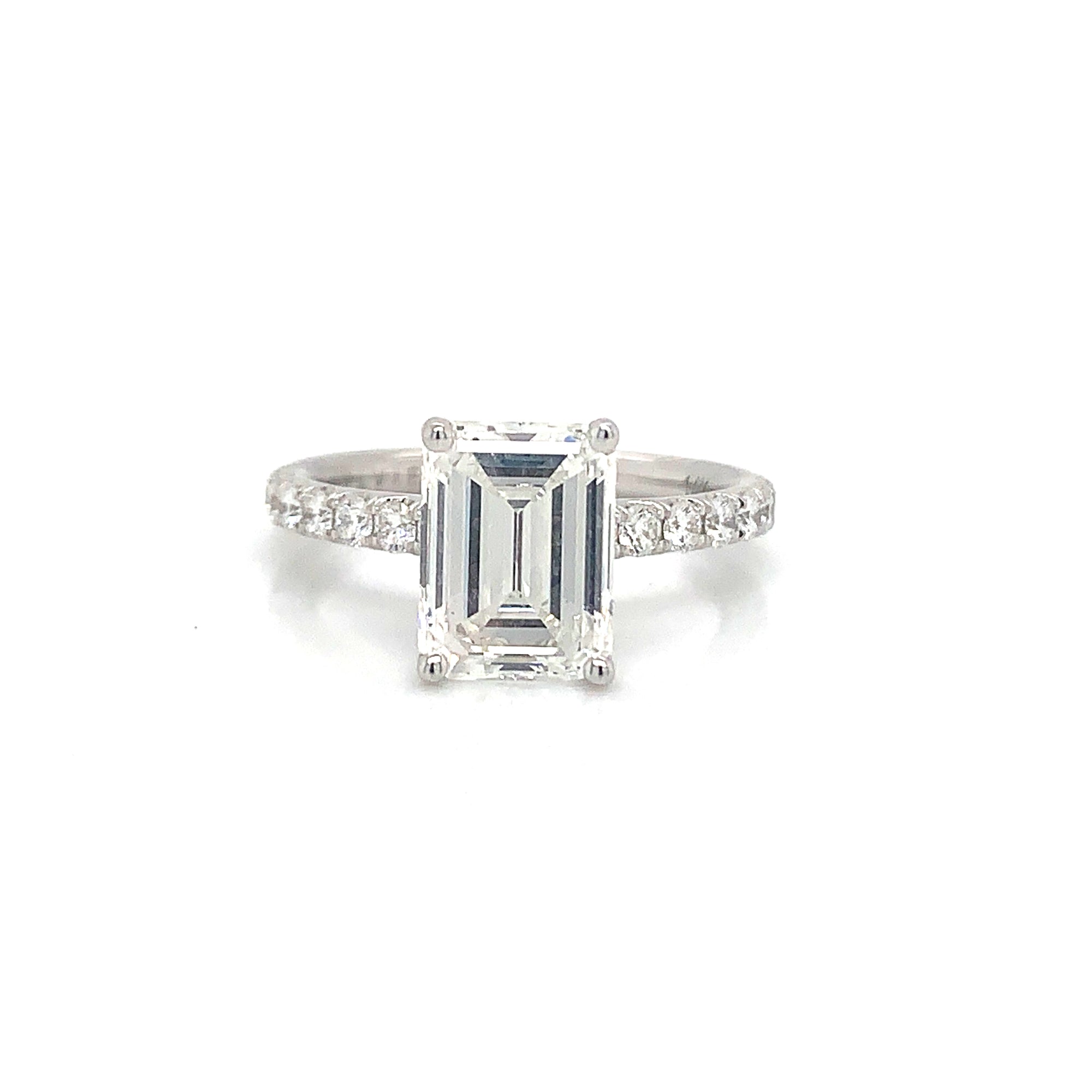 Sylvie 14K White Gold Emerald Cut Engagement Ring (2.49 Carat GIA Center Diamond)