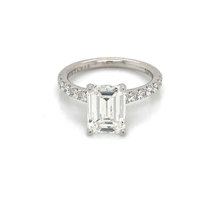 Sylvie 14K White Gold Emerald Cut Engagement Ring (2.49 Carat GIA Center Diamond)