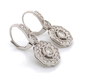 14K White Gold Vintage Inspired Diamond Dropped Earring