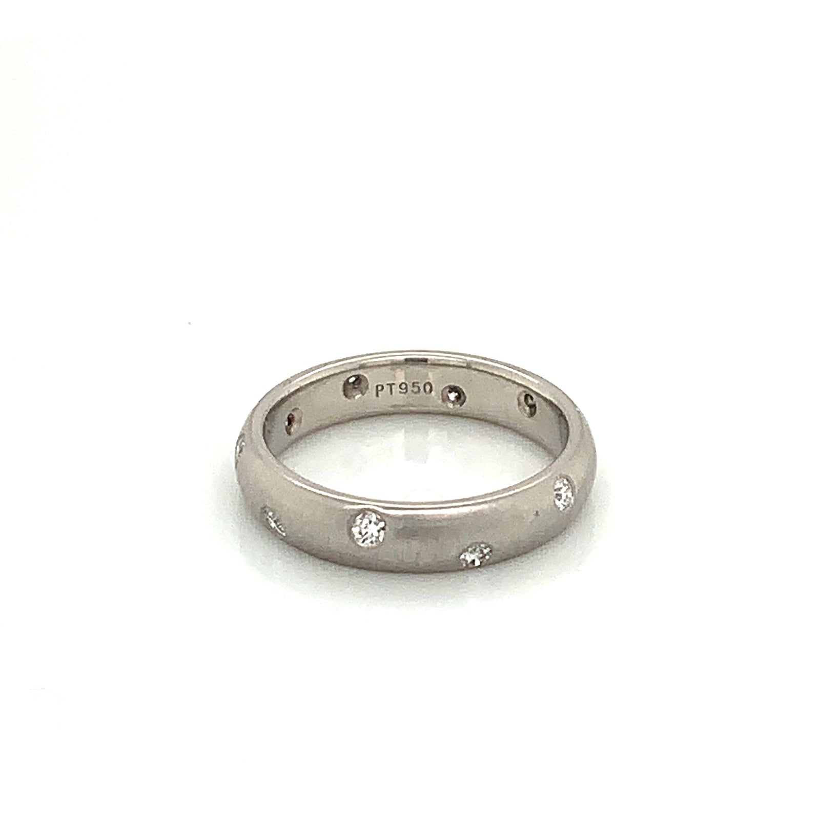 Platinum Burnish Set Diamond Ring with Satin Finish