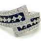 14K White Gold Sapphire & Diamond Bypass Fashion Ring