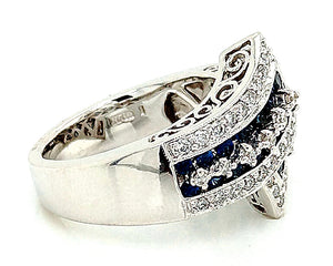 14K White Gold Sapphire & Diamond Bypass Fashion Ring