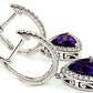 14K White Gold Amethyst Trillian & Diamond Dangle Earrings