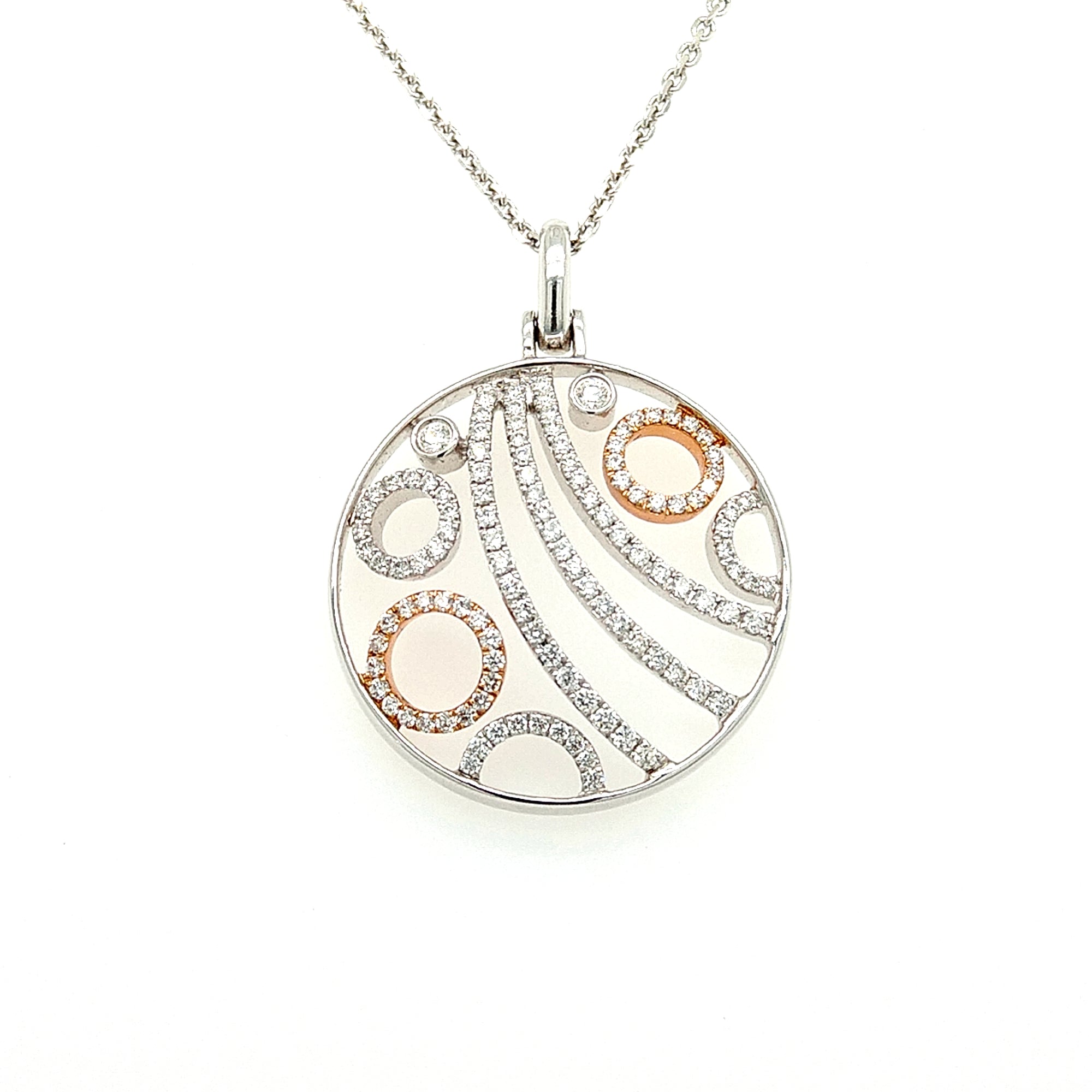 Simon G. 18K White Gold Diamond Circle Swirl Necklace