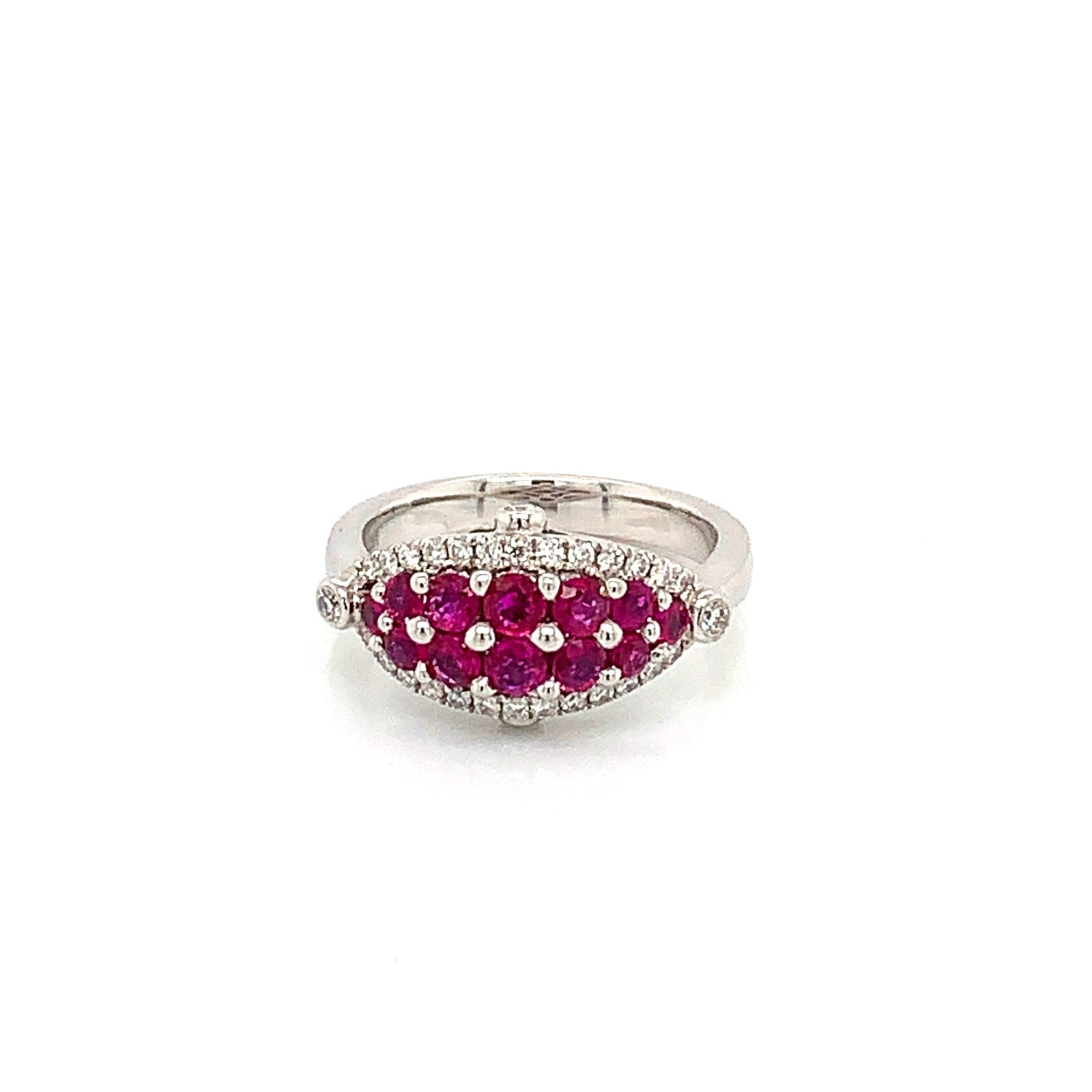14K White Gold Ruby & Diamond Ring
