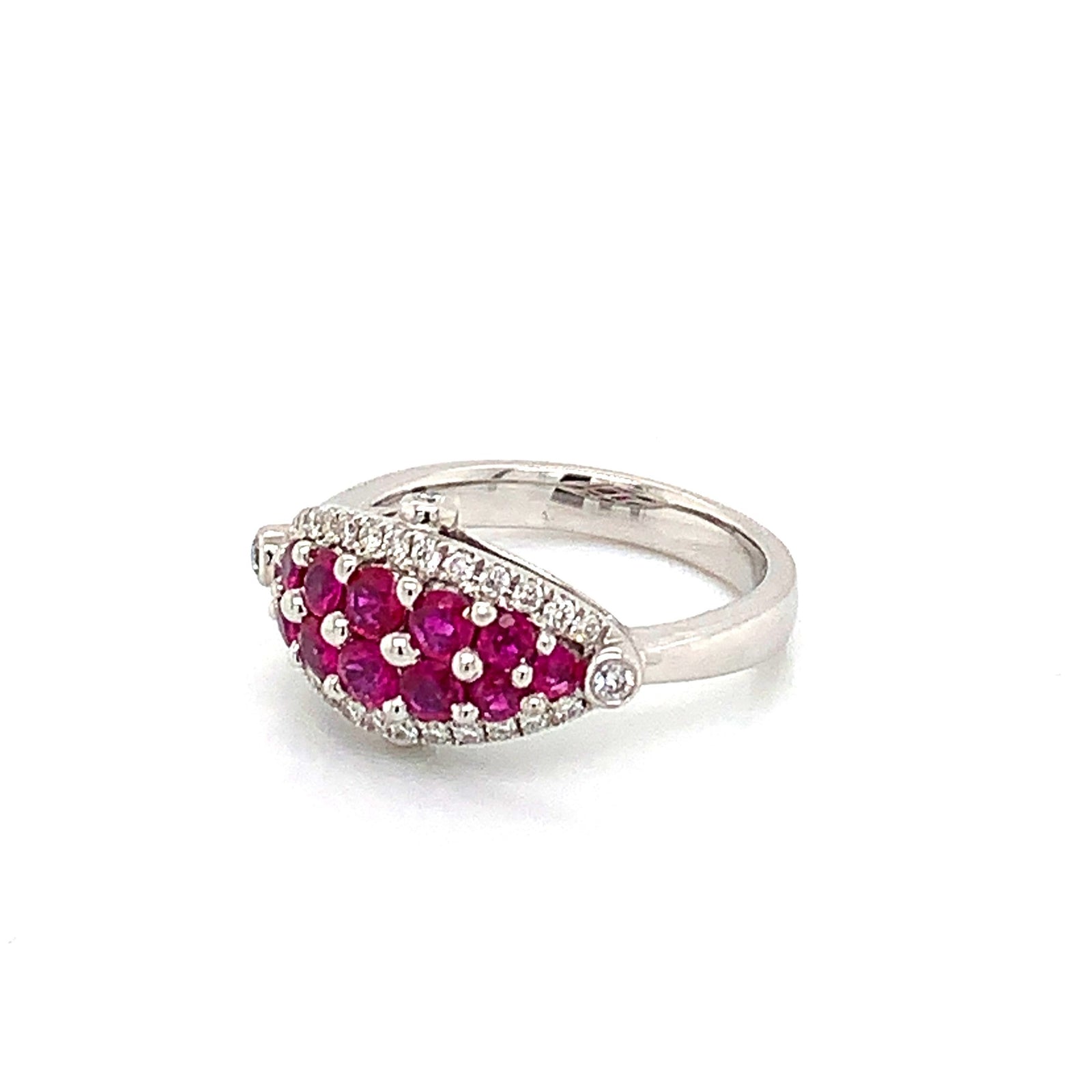 14K White Gold Ruby & Diamond Ring
