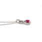 14K White Gold Ruby & Diamond Halo Necklace