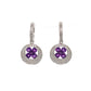 14K White Gold Diamond Halo Earring With Amethysts