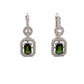 14K White Gold Green Tourmaline & Diamond Halo Earrings