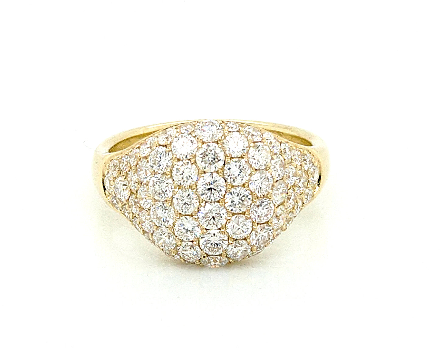 14K Yellow Gold Pave Cushion Shape Diamond Ring