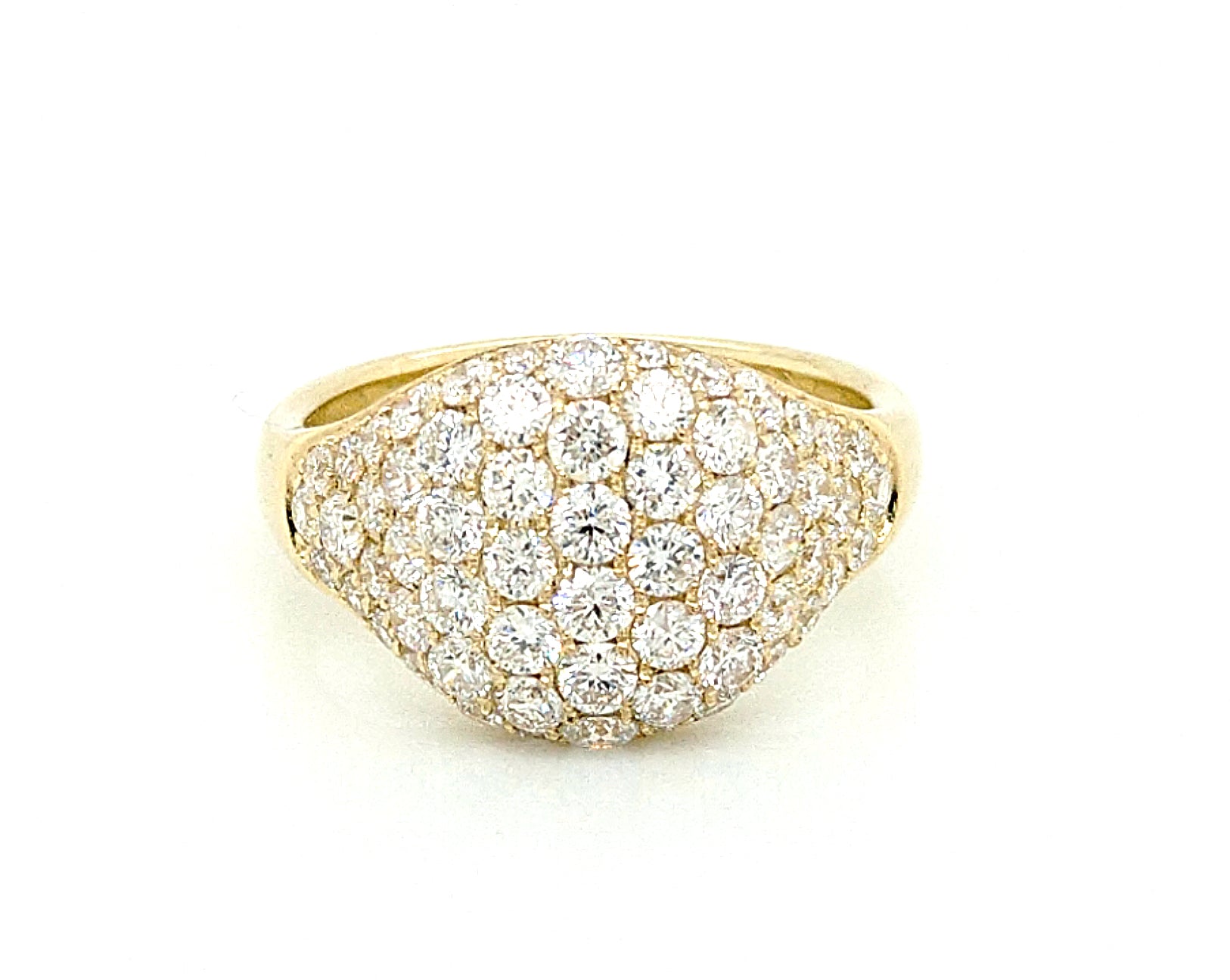 14K Yellow Gold Pave Cushion Shape Diamond Ring