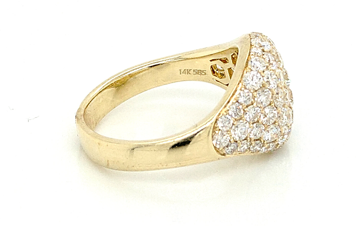 14K Yellow Gold Pave Cushion Shape Diamond Ring