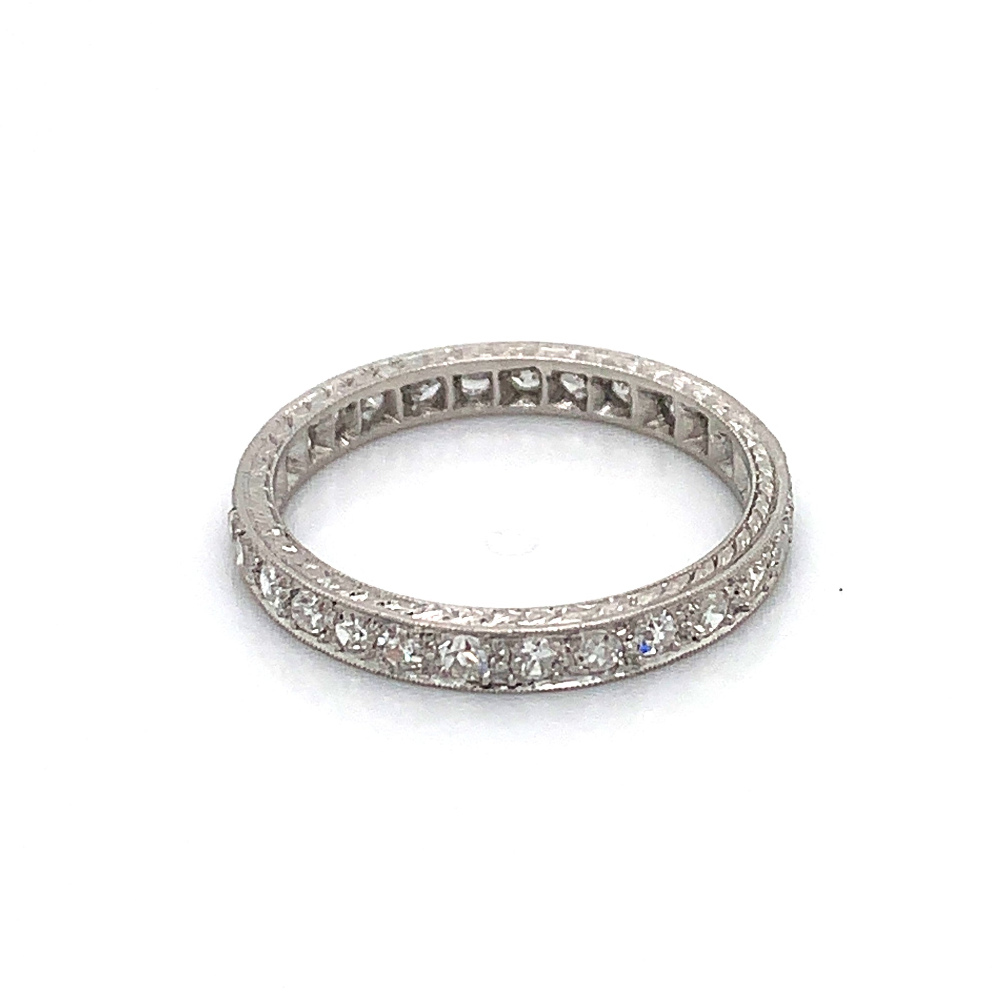 Platinum Vintage Engraved Diamond Eternity Ring