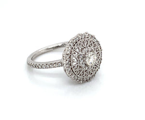 14K White Gold Diamond Vintage Style Ring