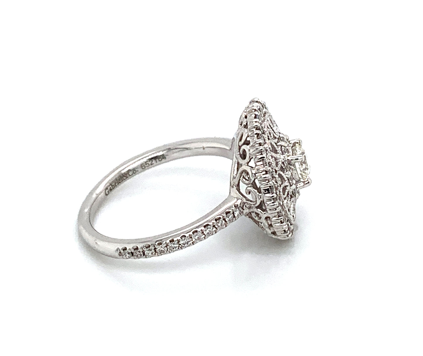 14K White Gold Diamond Vintage Style Ring
