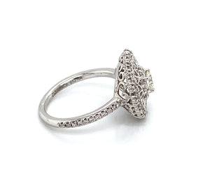 14K White Gold Diamond Vintage Style Ring
