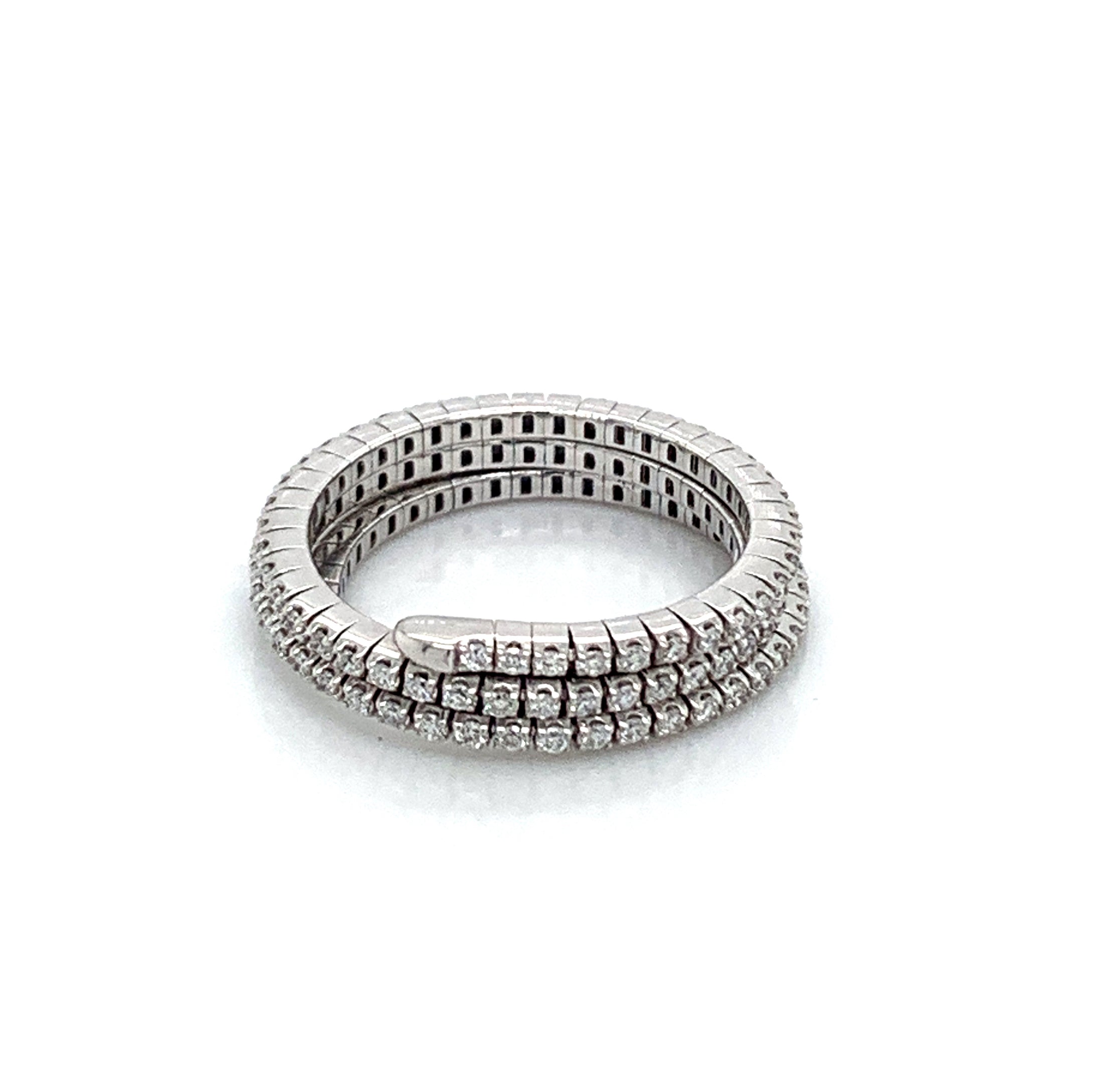 14K White Gold Diamond Flexible Spiral Ring