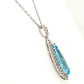 14K White Gold Blue Topaz & Diamond Halo Necklace