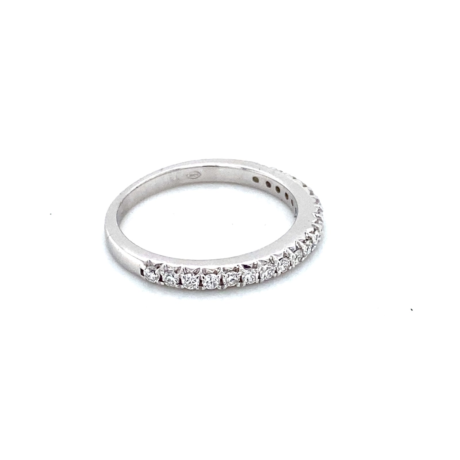 18K White Gold French Set Diamond Wedding Band