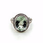 14K White Gold Diamond & Green Amethyst Ring