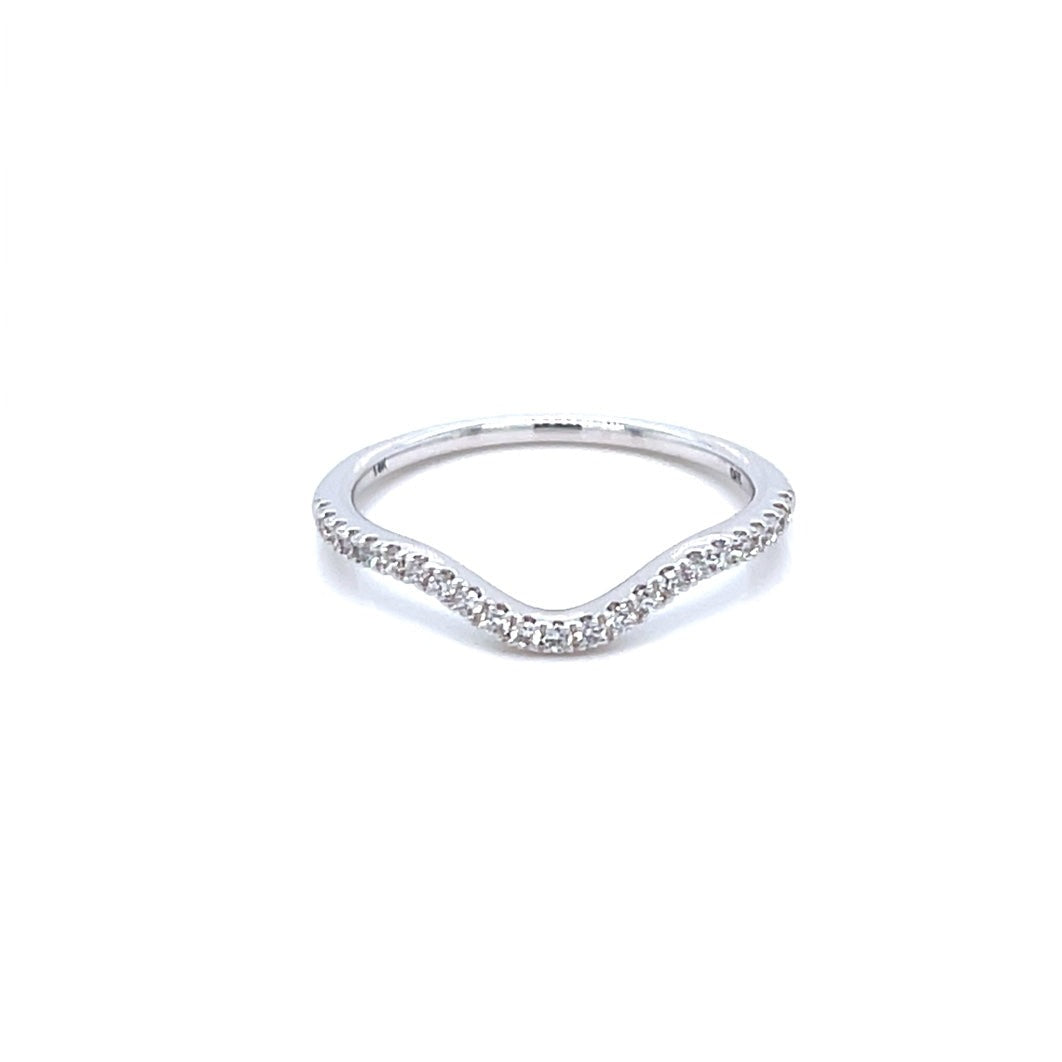 14K White Gold Diamond Contour Wedding Band